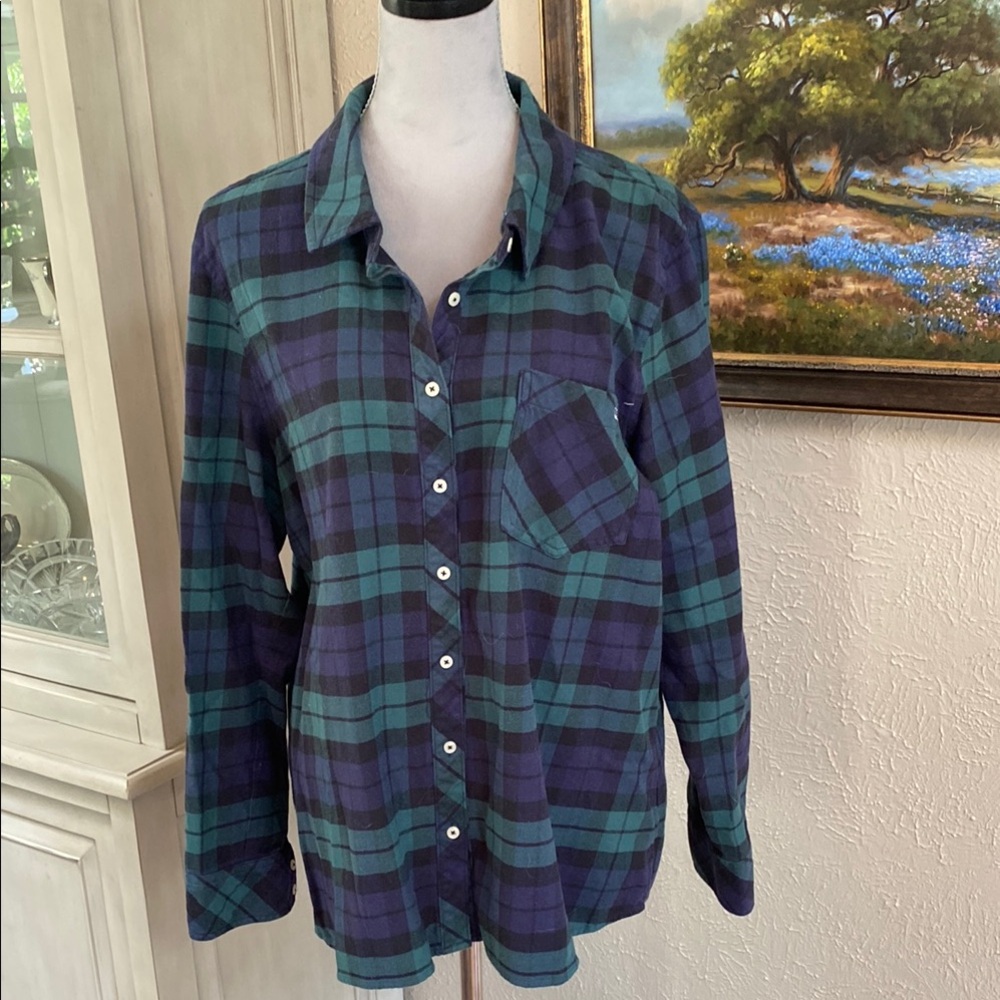 Vineyard Vines Purple and Green Plaid Shirt